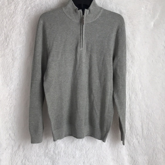 CLUB ROOM Grey Textured Quarter Zip Pullover Sweat - Picture 2 of 11